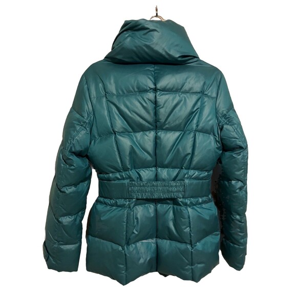 Esprit Down Puffer Coat Parka Small Quilted Hidden Teal Blue Zippers VTG - Picture 2 of 7